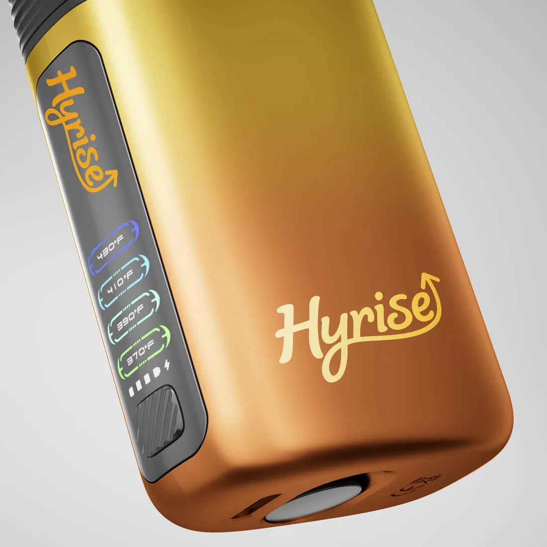 Close-up of the amber APEX and its logo